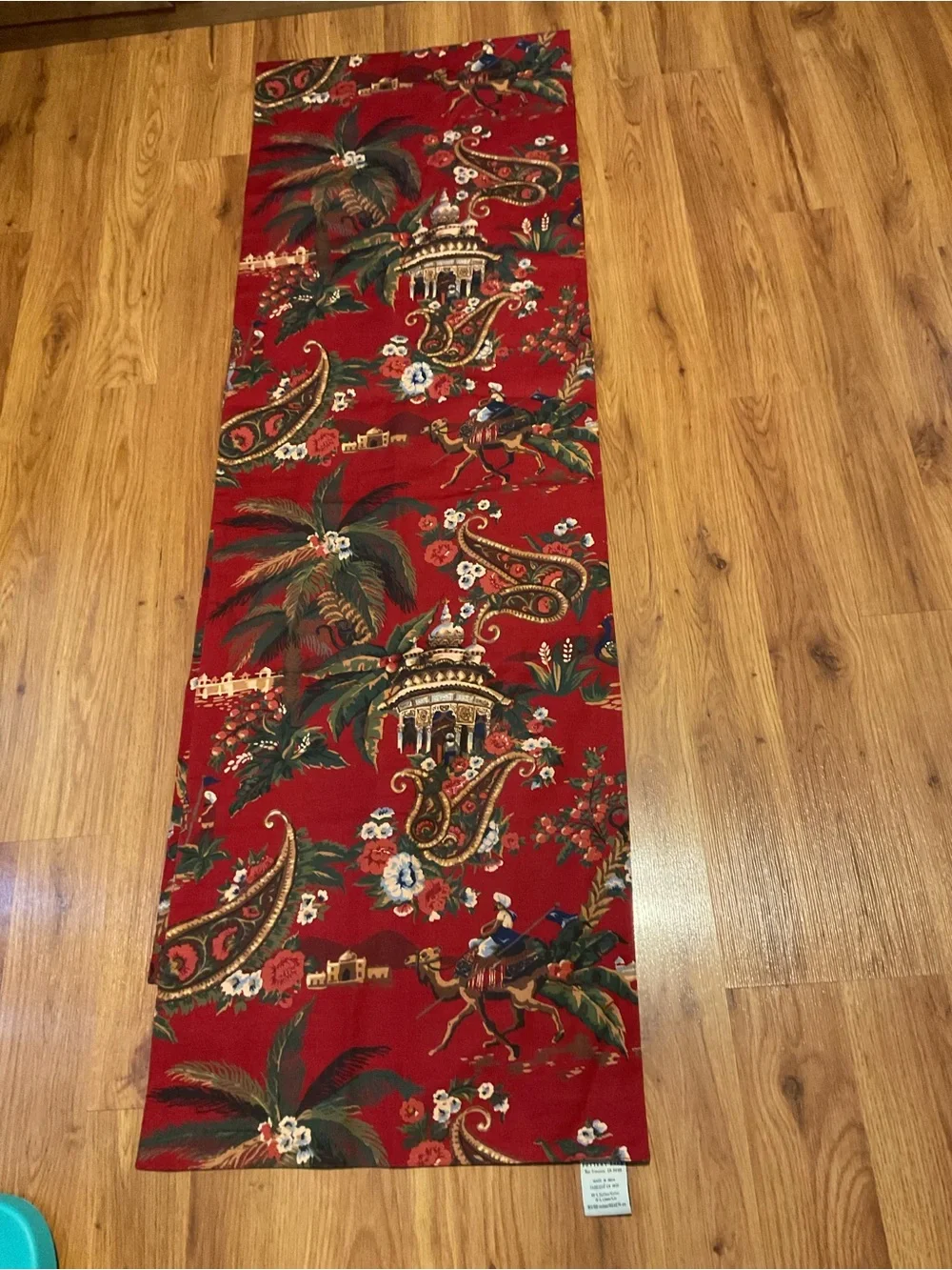 Pottery Barn Chinoiserie Table Runner Red Elephant Camel Rare Holiday Decor